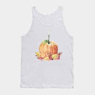 Fall pumpkin and leaves. Fresh farm pumpkin. Tank Top